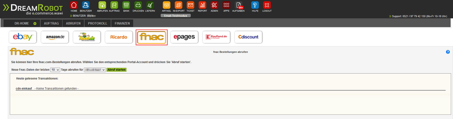 Abrufen von Fnac-Käufen über DreamRobot