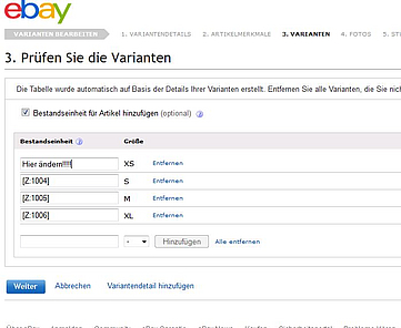 SKU in eBay ändern