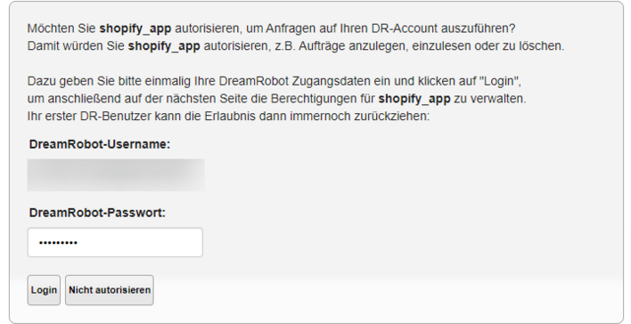 Authentifizierung der Shopify App