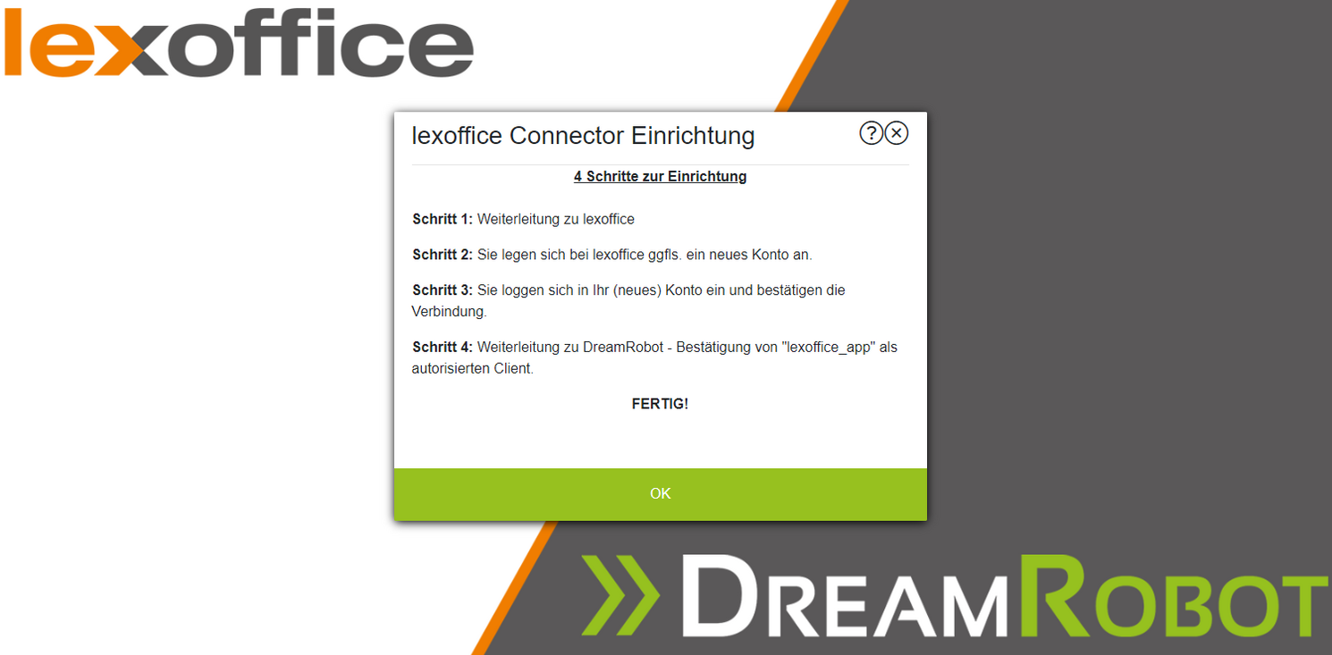 lexoffice app für DreamRobot-Einrichtung