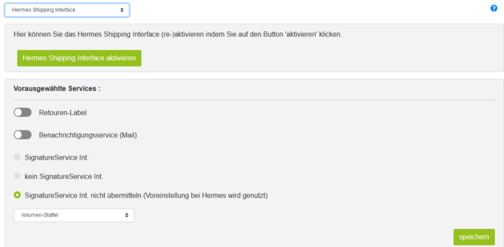 Hermes Shipping Interface