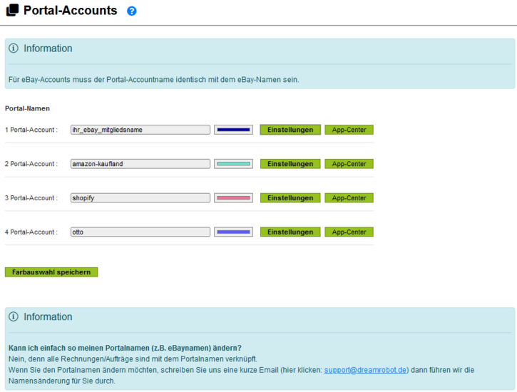 Portal-Accounts Einrichtung