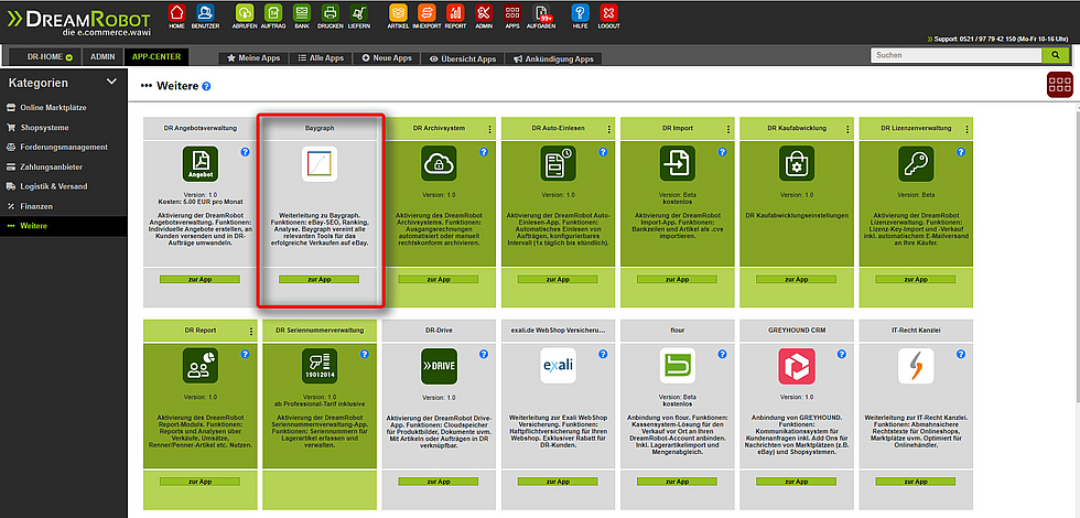 Baygraph im Appcenter