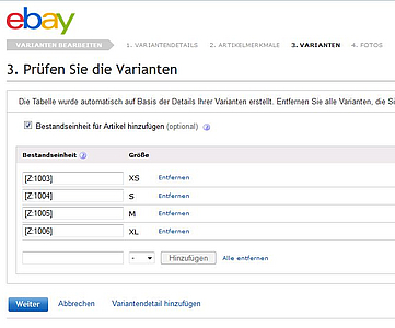 Änderung der SKU in eBay