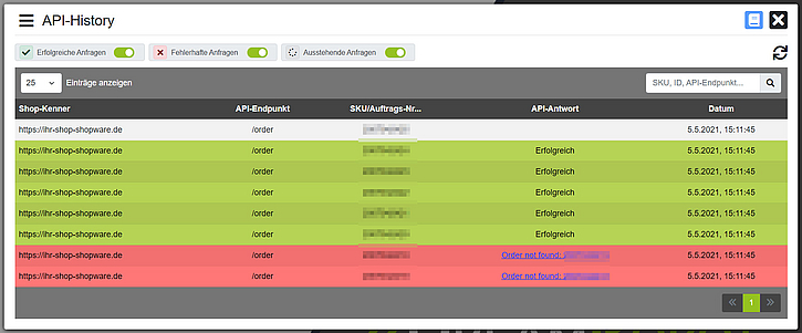 Shopware Connector API-History