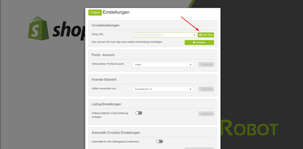 Shopify Screenshot Zum Shop Backend