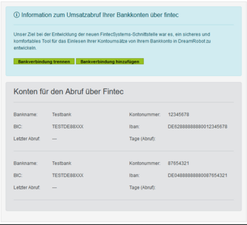 Einstellungen und Kontenübersicht