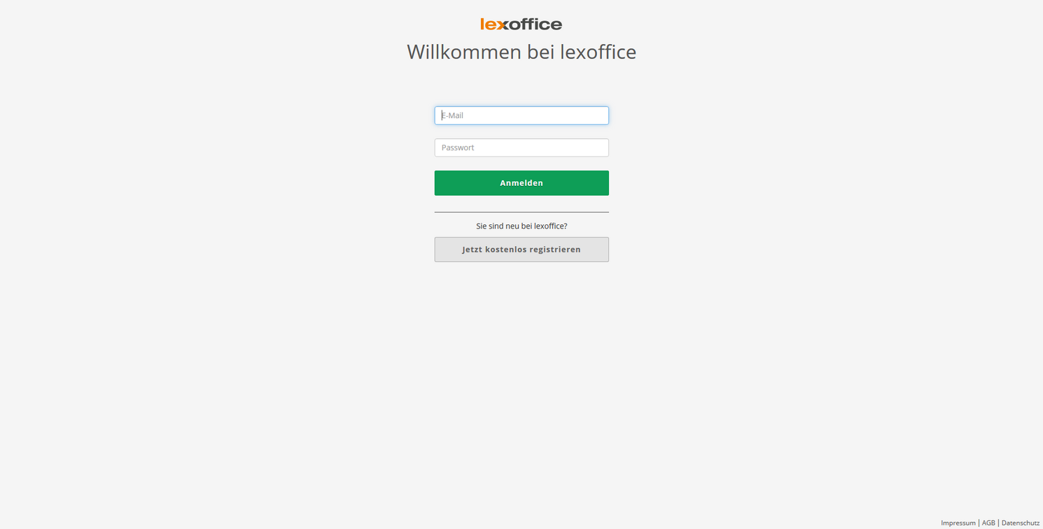Anmeldeseite lexoffice