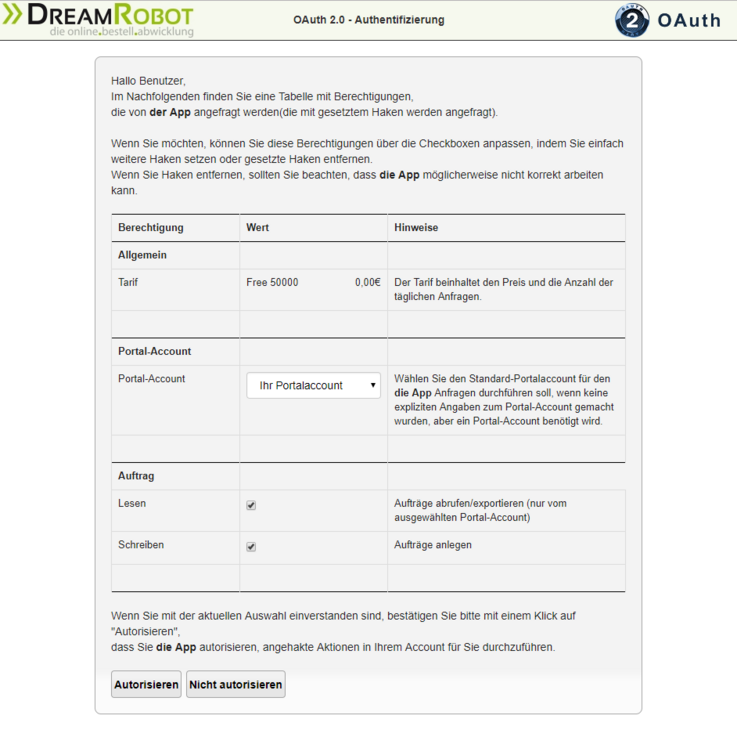 OAuth2-Authentifizierung einrichten