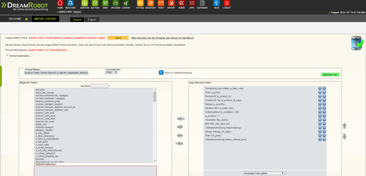 Import von Amazon zu DreamRobot