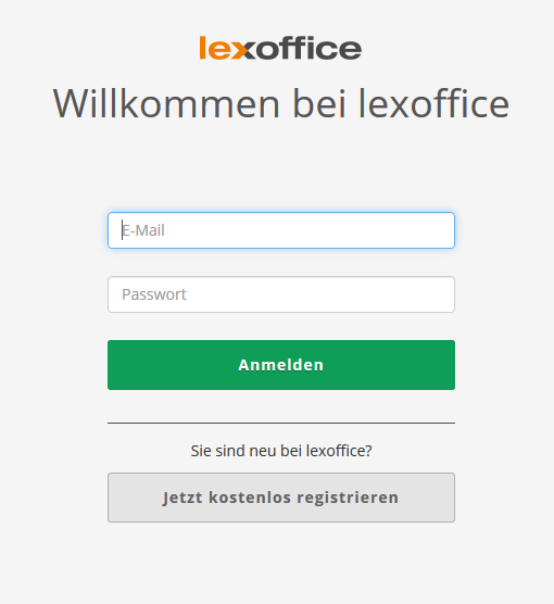 Anmeldeseite lexoffice