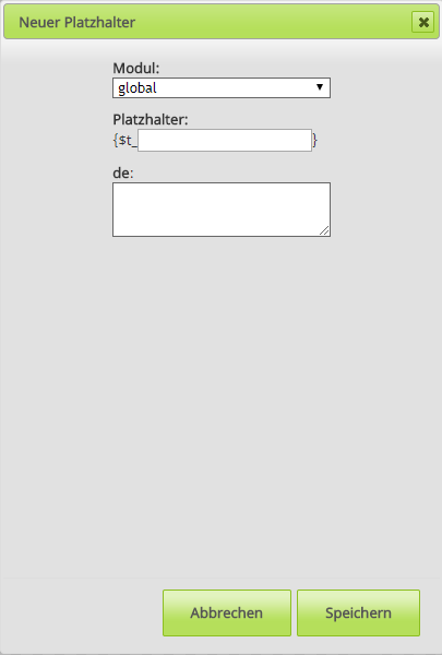 Dialog zum Anlegen eines Platzhalters