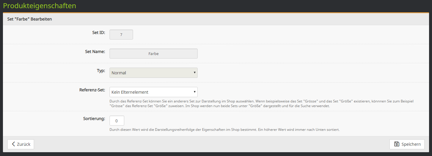 Produkteigenschaften bearbeiten