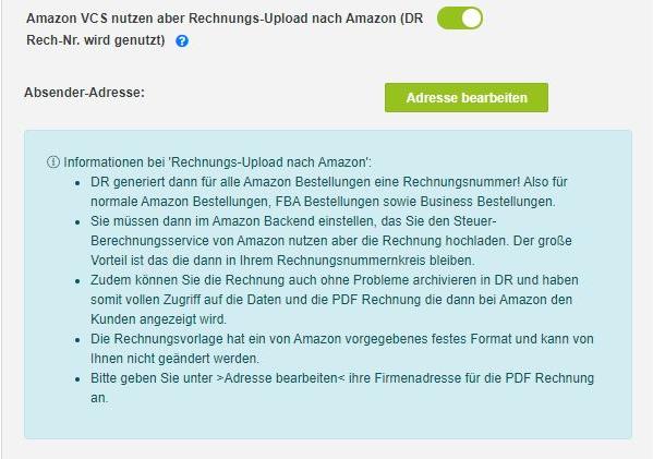Uploadoption in der Amazon-App
