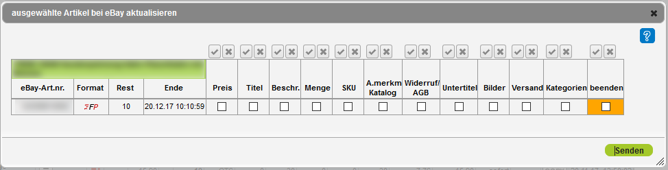 Artikelaktualisierung in DreamRobot