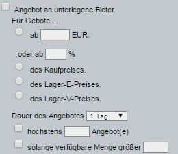 Angebot an unterlegene Bieter