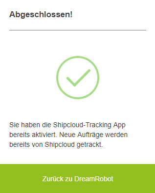 shipcloud Tracking-App in DreamRobot