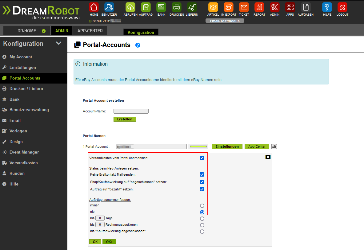 CDiscount Portal-Account Settings