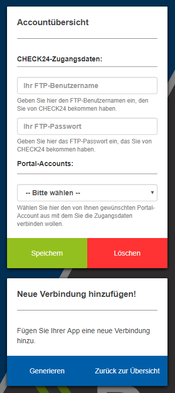 Portal-Account-Zuordnung in der CHECK24-App