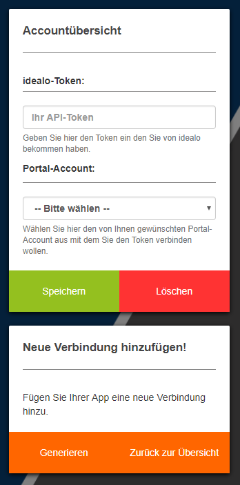 idealo-App Account-Übersicht