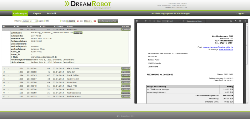 DreamRobot Archivsystem