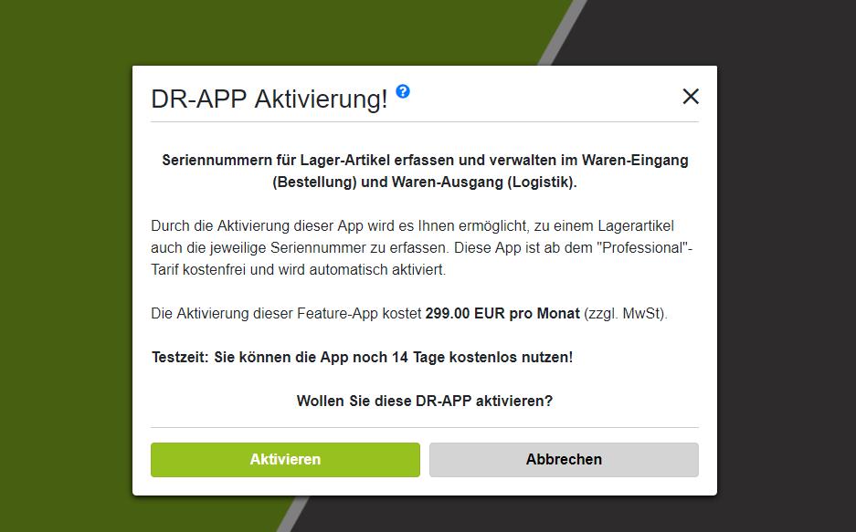 DR Seriennummernverwaltung-App