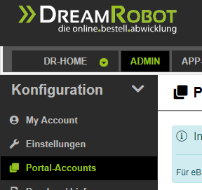 Zugang zu den Portal-Accounts in DreamRobot