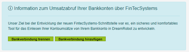 FinTec Bankverbindung hinzufügen